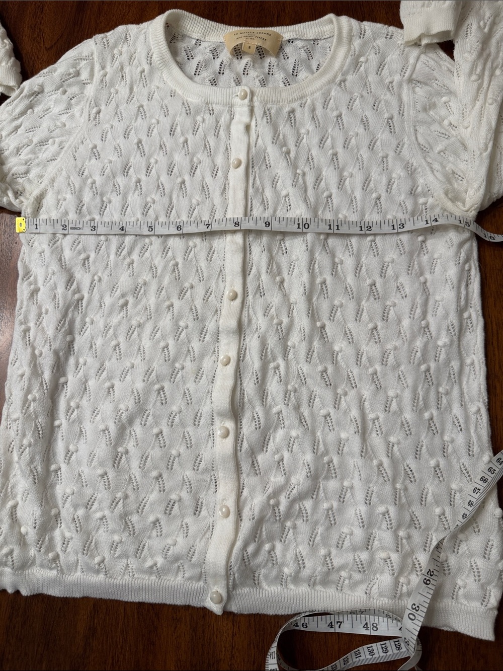 Sezane Openwork Knit Pearl-Button Cardigan - Picture 3 of 7